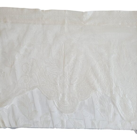 Window Panel w/ Attached Valance Ivory Floral Lace Set of 3 Panels Polyester - Picture 4 of 12
